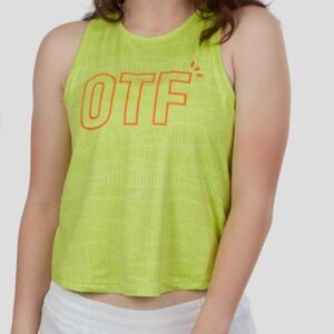 Orangetheory Bright Yellow Green 24/7 High Neck Crop Tank